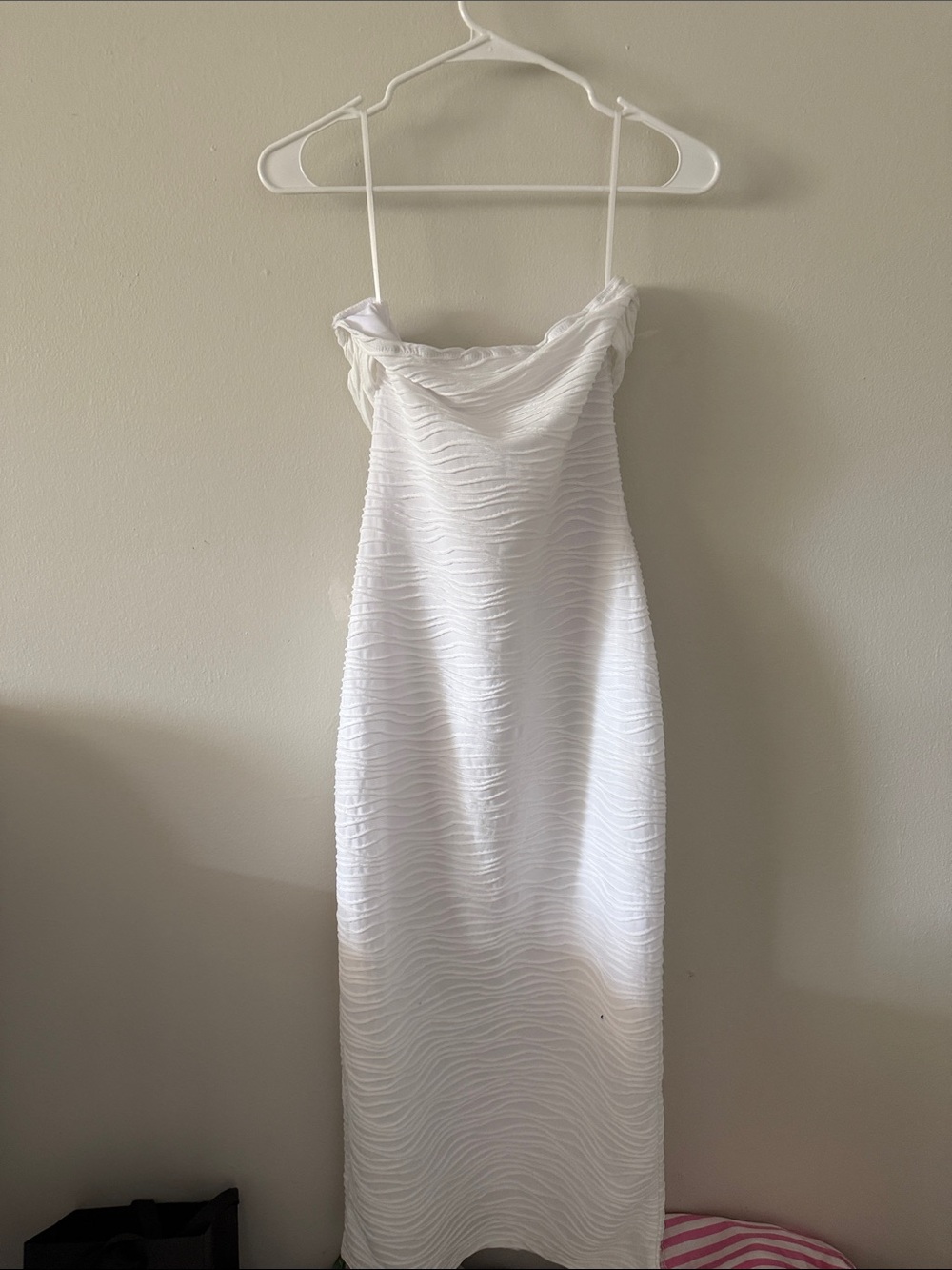 Source Unknown White Strapless Textured Maxi Dress with Slit - Picture 3 of 3